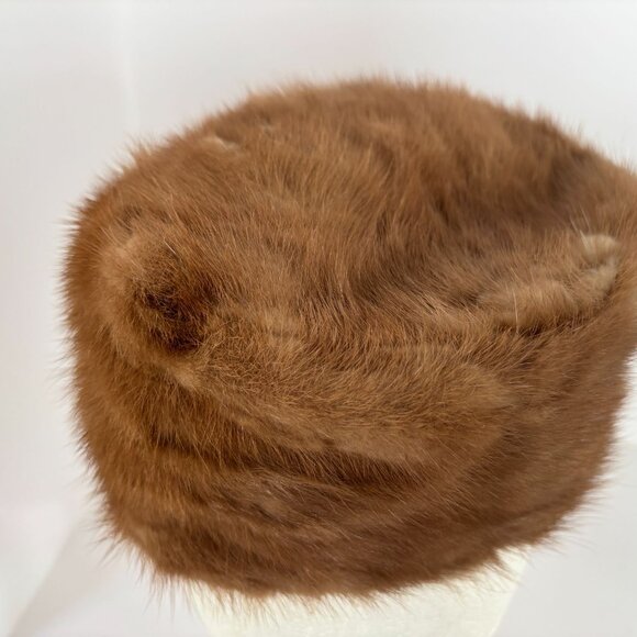 Franklin Simon Mink Fur Hat Vintage Brown Winter Union Made Label Tag UHCMW 60s - Picture 6 of 15